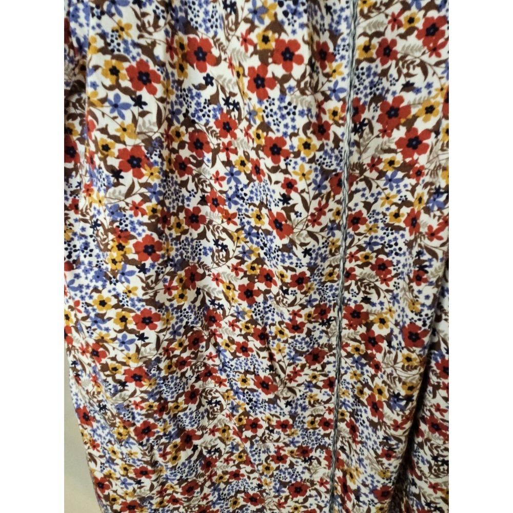Max Studio Blouse Women M Floral Boho Puff Smocked Sleeve Tassels Flowy Prairie - Picture 7 of 16